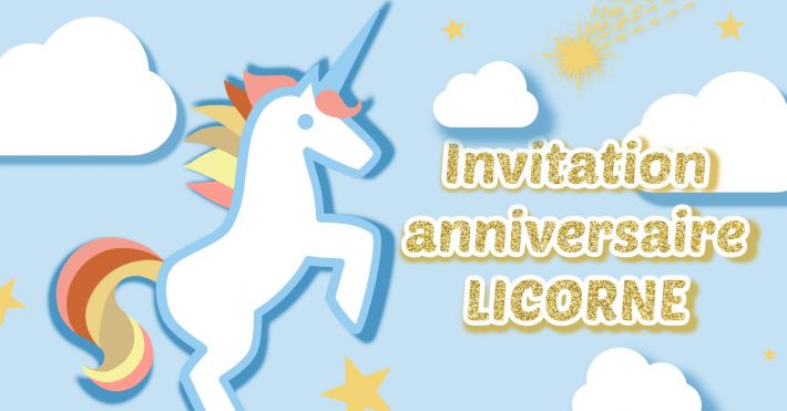 Invitation d'anniversaire Licorne gratuite à imprimer ou a envoyer en ligne